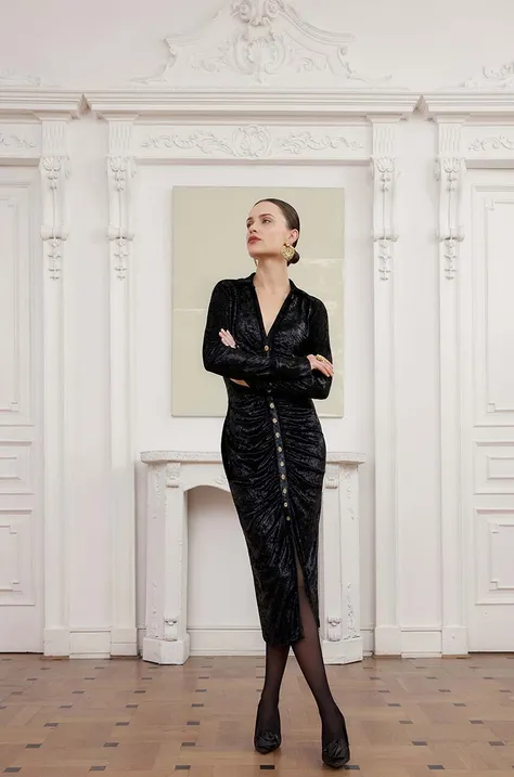Велюрова сукня Answear Lab колір чорний midi облягаюча