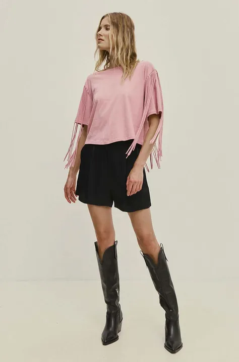 Βαμβακερό μπλουζάκι Answear Lab γυναικεία, χρώμα: ροζ