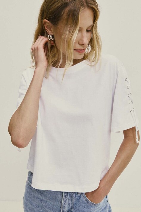 Answear Lab tricou din bumbac femei, culoarea alb