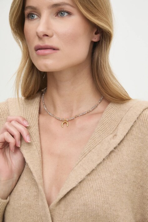 Answear.LAB naszyjnik lunula z labradorytem, ręcznie wykonany