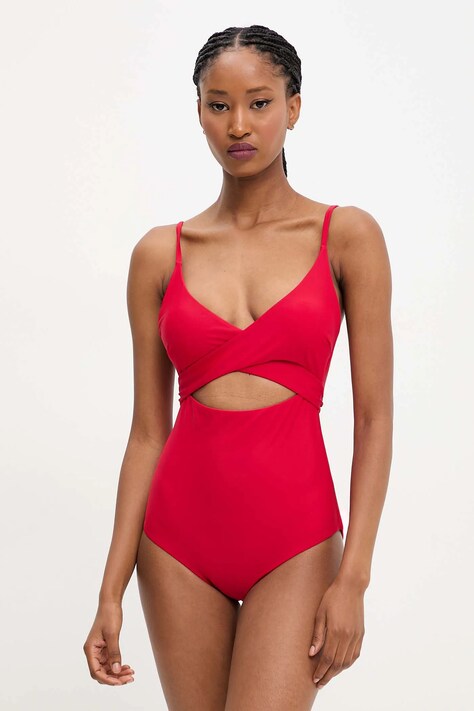 Answear Lab costum de baie dintr-o bucată culoarea rosu, cupa usor rigidizata