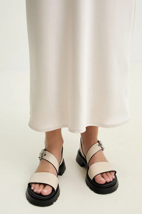Answear Lab sandale de piele femei, culoarea bej