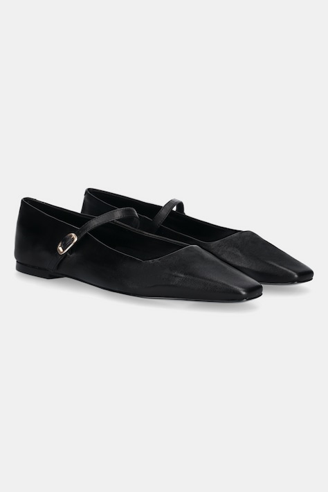 Answear Lab balerini de piele culoarea negru