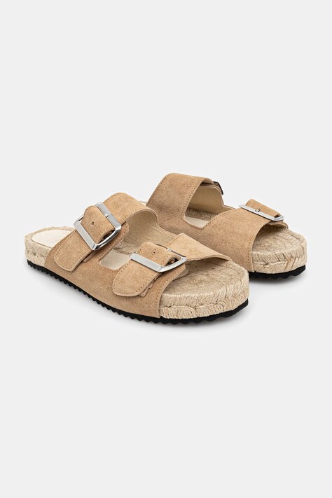 Answear Lab slapi de piele culoarea bej