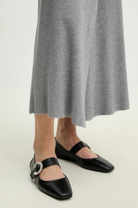 Answear Lab balerini de piele culoarea negru