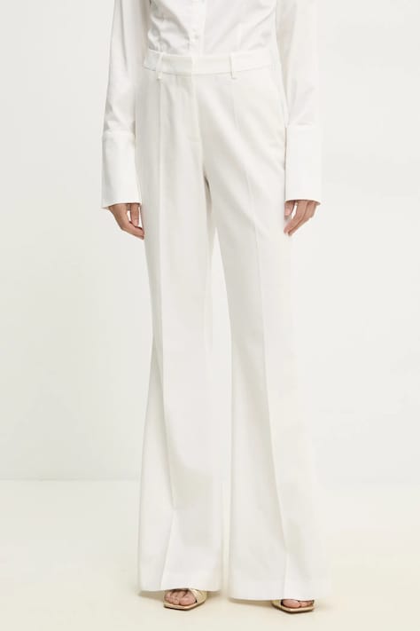 Answear Lab pantaloni de costum evazați culoarea alb, evazati, high waist
