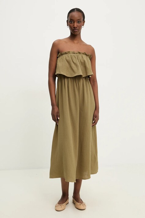 Answear Lab rochie din bumbac culoarea verde, mini, evazată