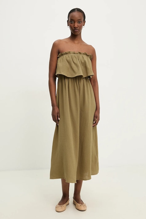 Answear Lab rochie din bumbac culoarea verde, mini, evazată
