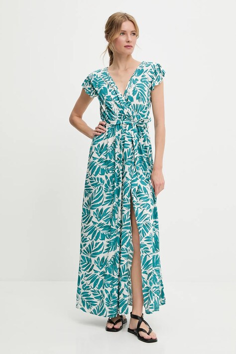 Answear Lab rochie culoarea verde, maxi, evazată