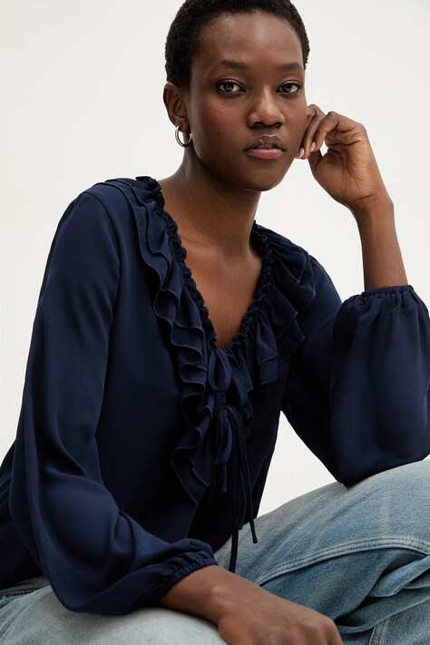 Answear.LAB bluzka damska kolor granatowy gładka