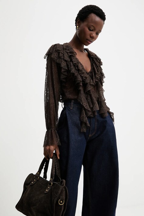 Answear.LAB bluzka damska kolor brązowy