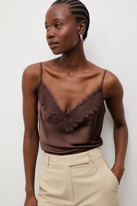 Answear.LAB bluza culoarea maro, neted