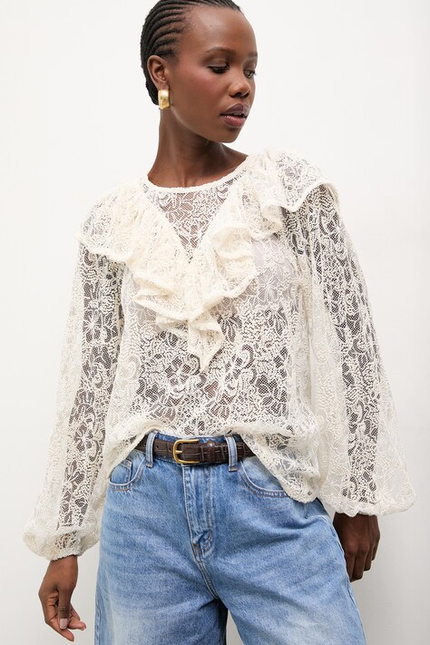 Answear.LAB bluzka damska kolor beżowy wzorzysta