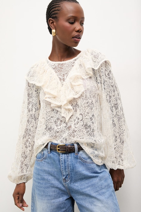 Answear.LAB bluzka damska kolor beżowy wzorzysta