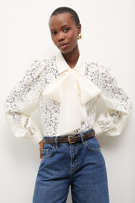 Answear.LAB bluzka damska kolor beżowy wzorzysta