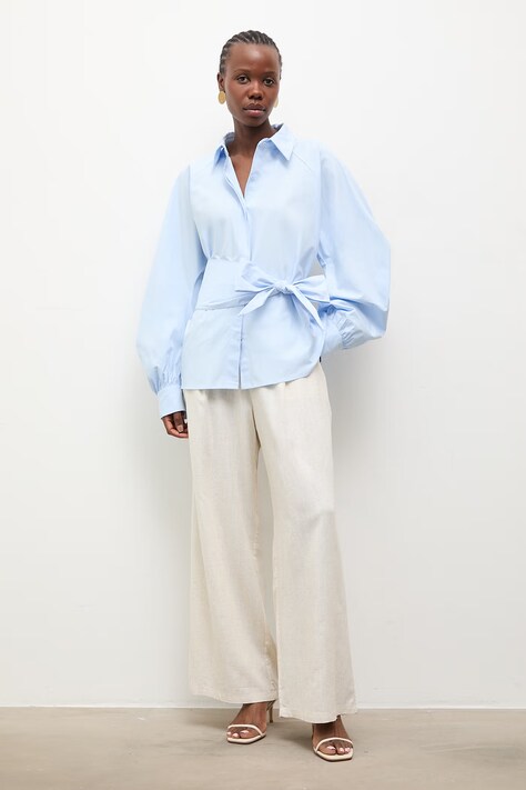 Answear.LAB koszula damska bawełniana niebieska gładka