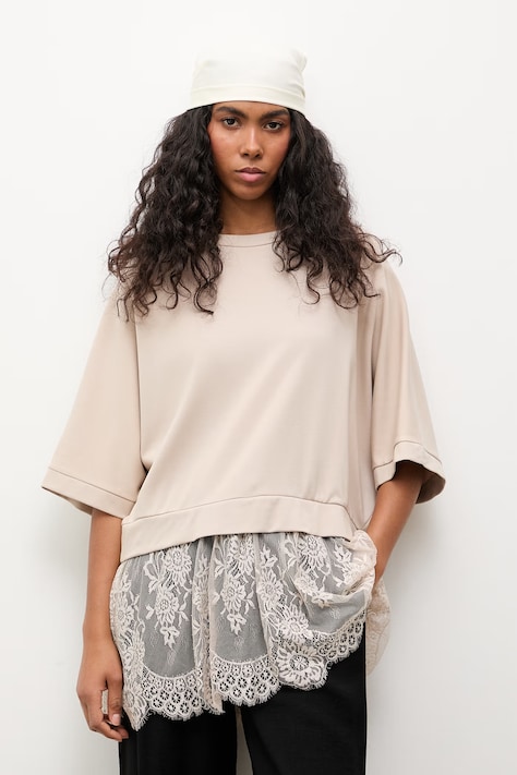 Answear.LAB bluza oversize damska z wiskozą beżowa