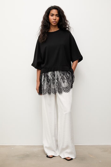 Answear.LAB bluza oversize damska z wiskozą czarna