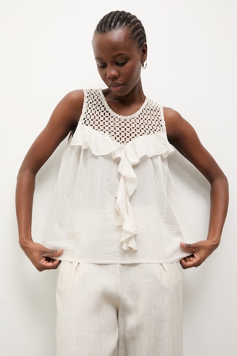 Answear.LAB bluzka damska bawełniana beżowa gładka