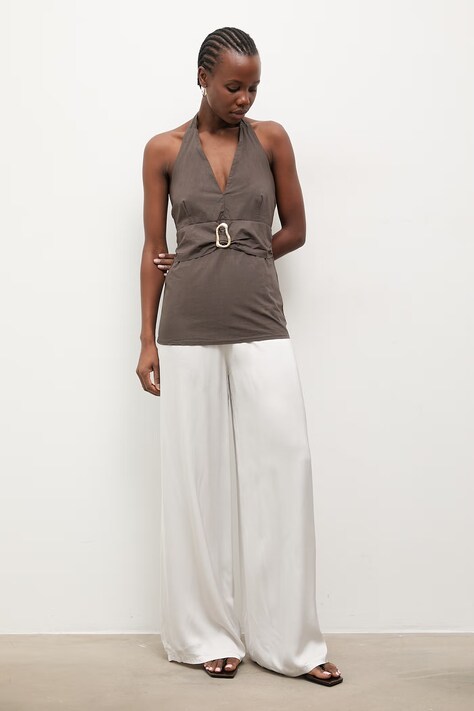 Answear.LAB bluzka damska bawełniana brązowa gładka