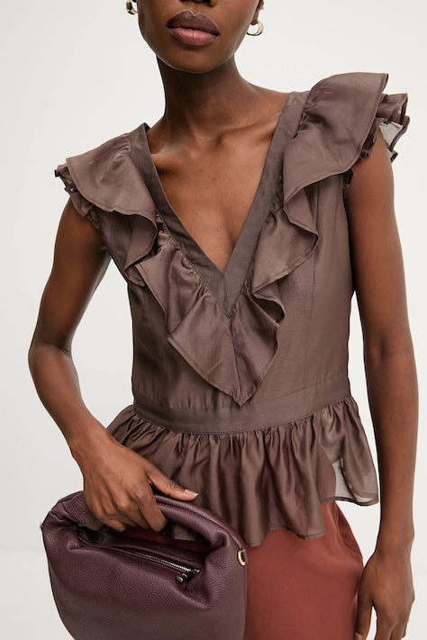 Answear.LAB bluzka damska kolor brązowy gładka