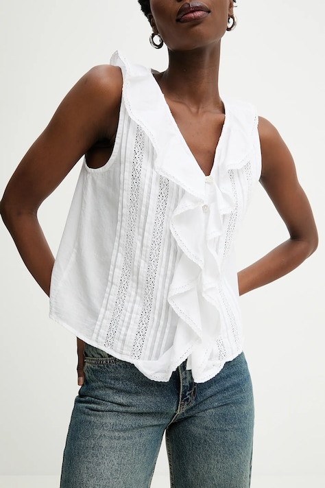 Answear.LAB bluzka bawełniana damska kolor biały gładka