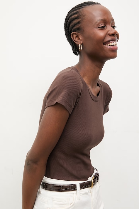 Answear.LAB t-shirt damski z bawełny brązowy
