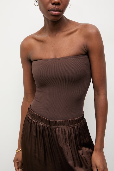 Answear.LAB top damski bawełniany z elastanem brązowy