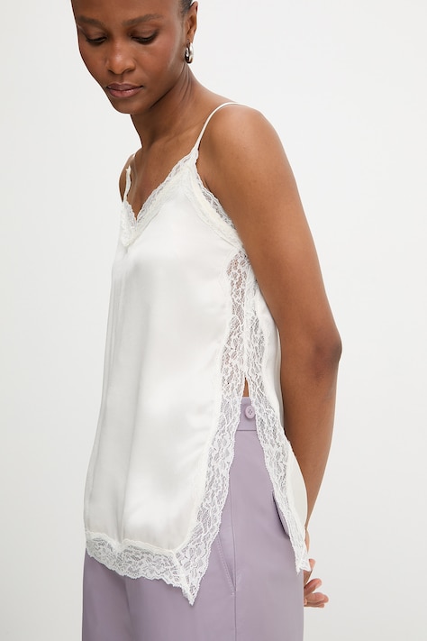 Answear.LAB bluzka na ramiączkach damska beżowa gładka