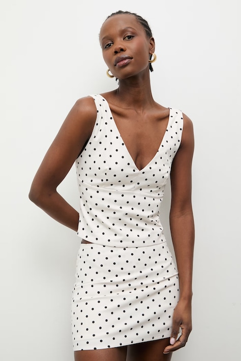 Answear.LAB bluzka damska bawełniana z elastanem beżowa w groszki