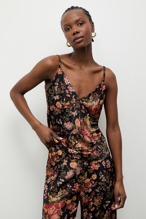 Answear.LAB top damski z wiskozy czarny w kwiaty