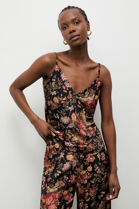 Answear.LAB top damski z wiskozy czarny w kwiaty