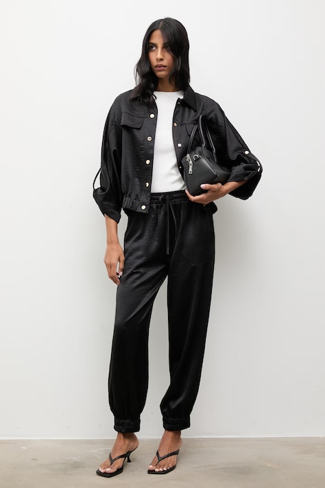 Answear.LAB komplet z domieszką lnu damski kolor czarny