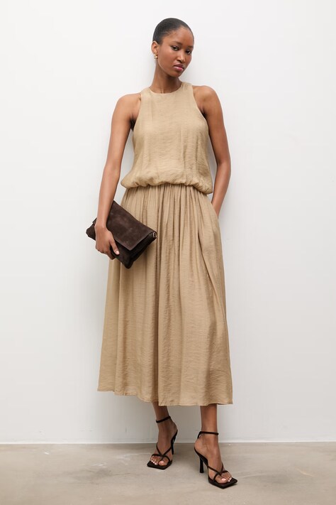 Answear.LAB bluzka i spódnica damski kolor beżowy