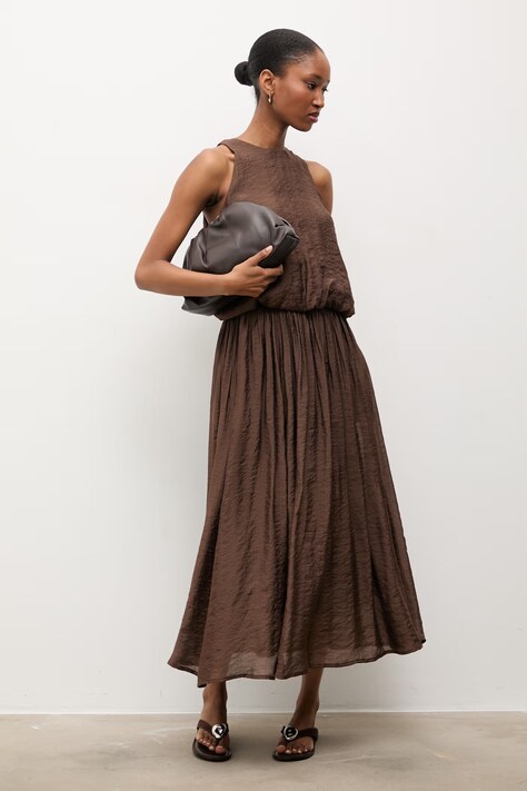 Answear.LAB bluzka i spódnica damski kolor brązowy