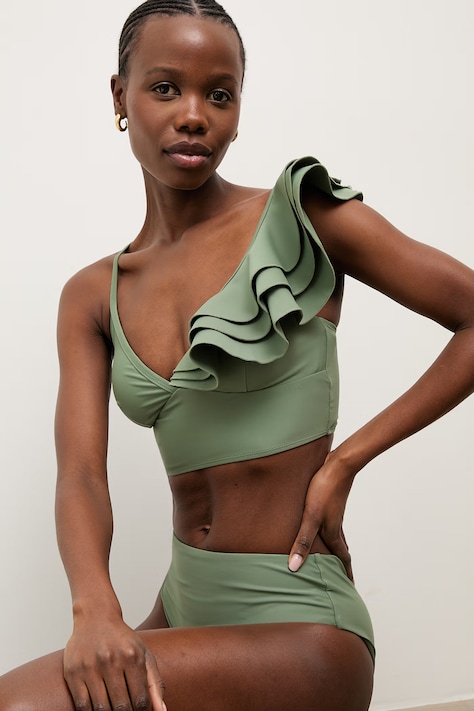 Answear.LAB biustonosz kąpielowy kolor zielony lekko usztywniona miseczka