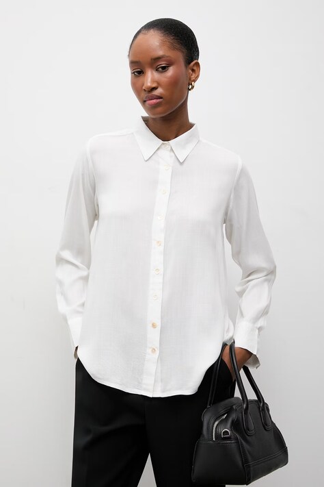 Answear.LAB koszula damska kolor biały regular z kołnierzykiem klasycznym