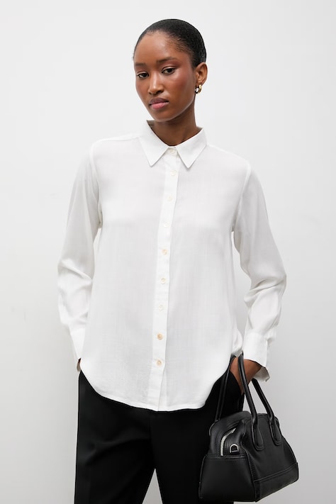 Answear.LAB koszula damska kolor biały regular z kołnierzykiem klasycznym