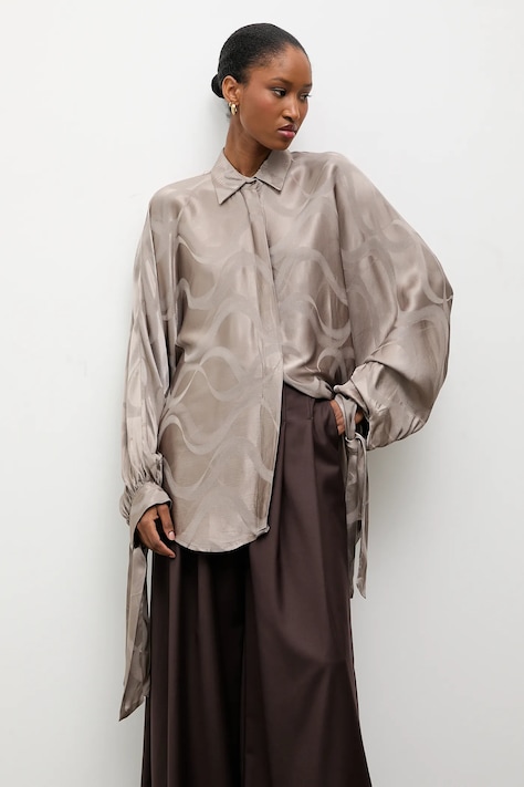 Answear.LAB koszula damska kolor szary relaxed z kołnierzykiem klasycznym