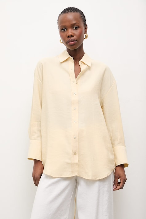 Answear.LAB koszula damska kolor żółty relaxed z kołnierzykiem klasycznym