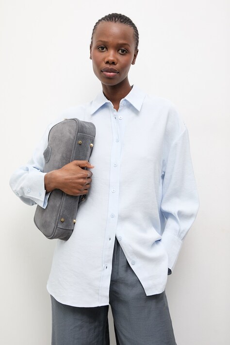 Answear.LAB koszula damska kolor niebieski relaxed z kołnierzykiem klasycznym