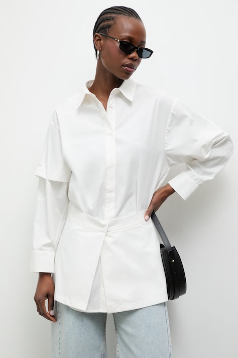 Answear.LAB koszula damska bawełniana beżowa gładka