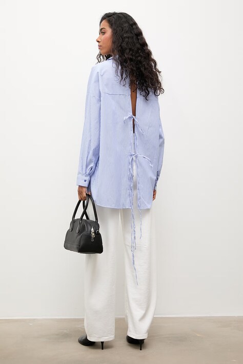 Answear.LAB koszula damska bawełniana niebieska w paski