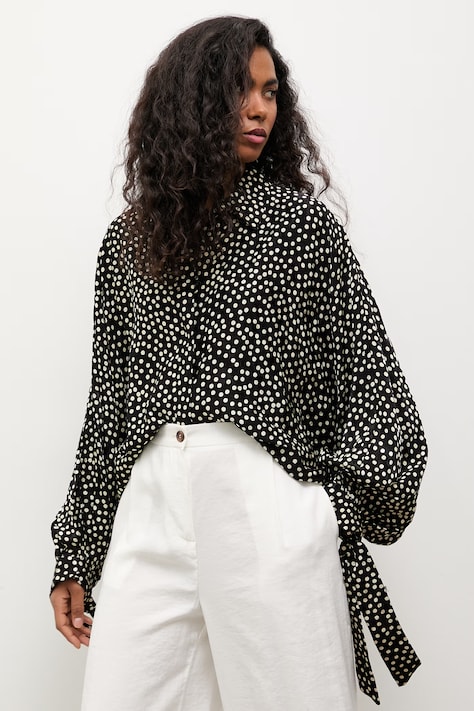 Answear.LAB bluzka koszulowa damska z wiskozą czarna w groszki