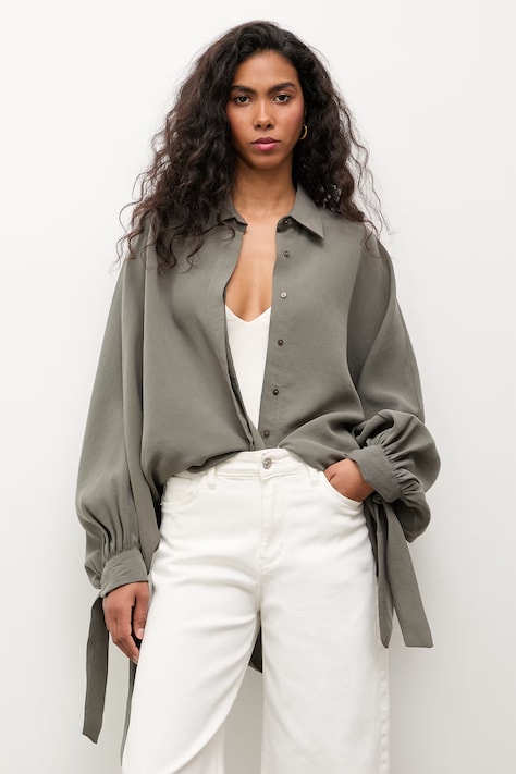 Answear.LAB koszula damska z modalem zielona gładka