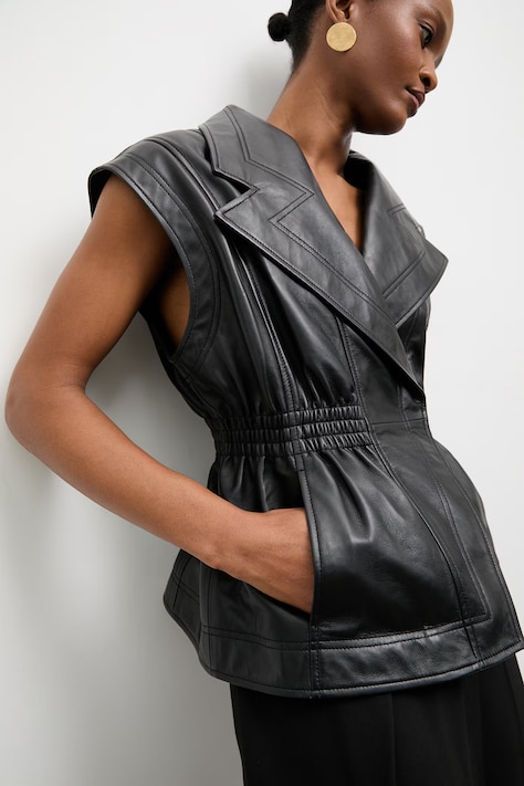 Answear.LAB bezrękawnik skórzany NIVA z kolekcji Unscripted czarny