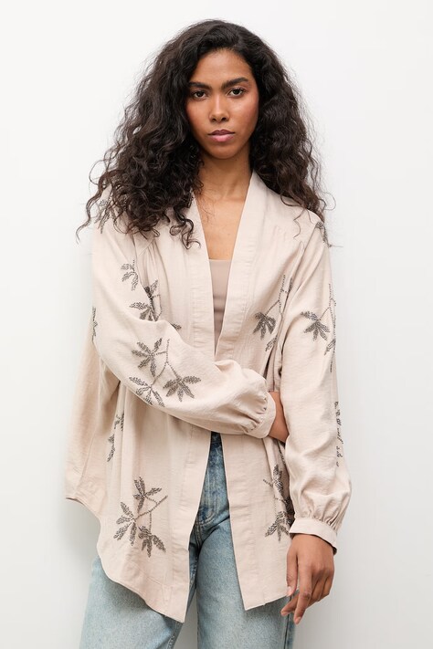 Answear.LAB marynarka damska z wiskozy beżowa