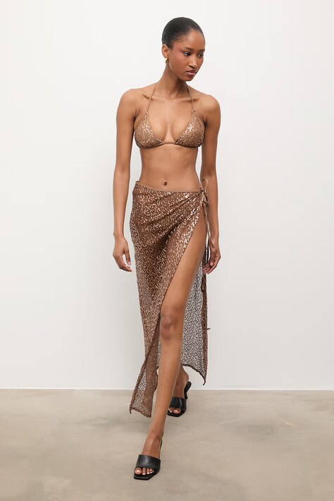 Answear.LAB Strój kąpielowy dwuczęściowy i pareo damski brązowy