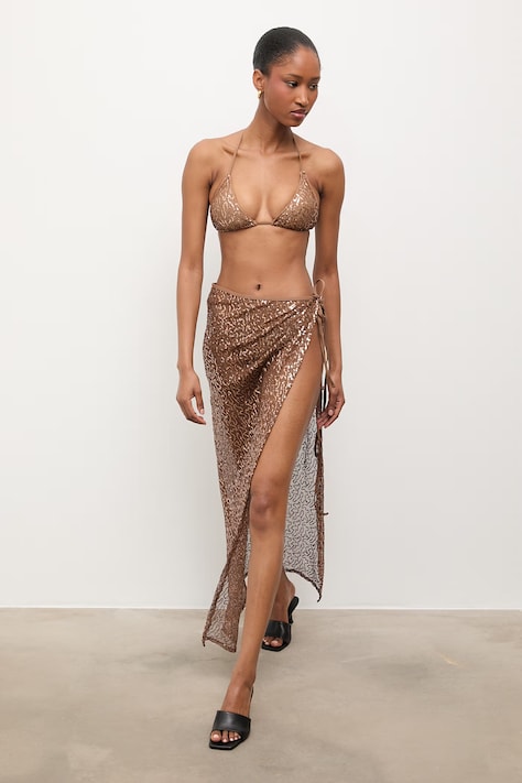 Answear.LAB Strój kąpielowy dwuczęściowy i pareo damski brązowy