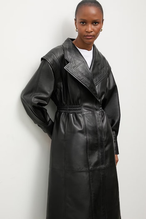 Answear.LAB płaszcz skórzany NINA z kolekcji Unscripted czarny